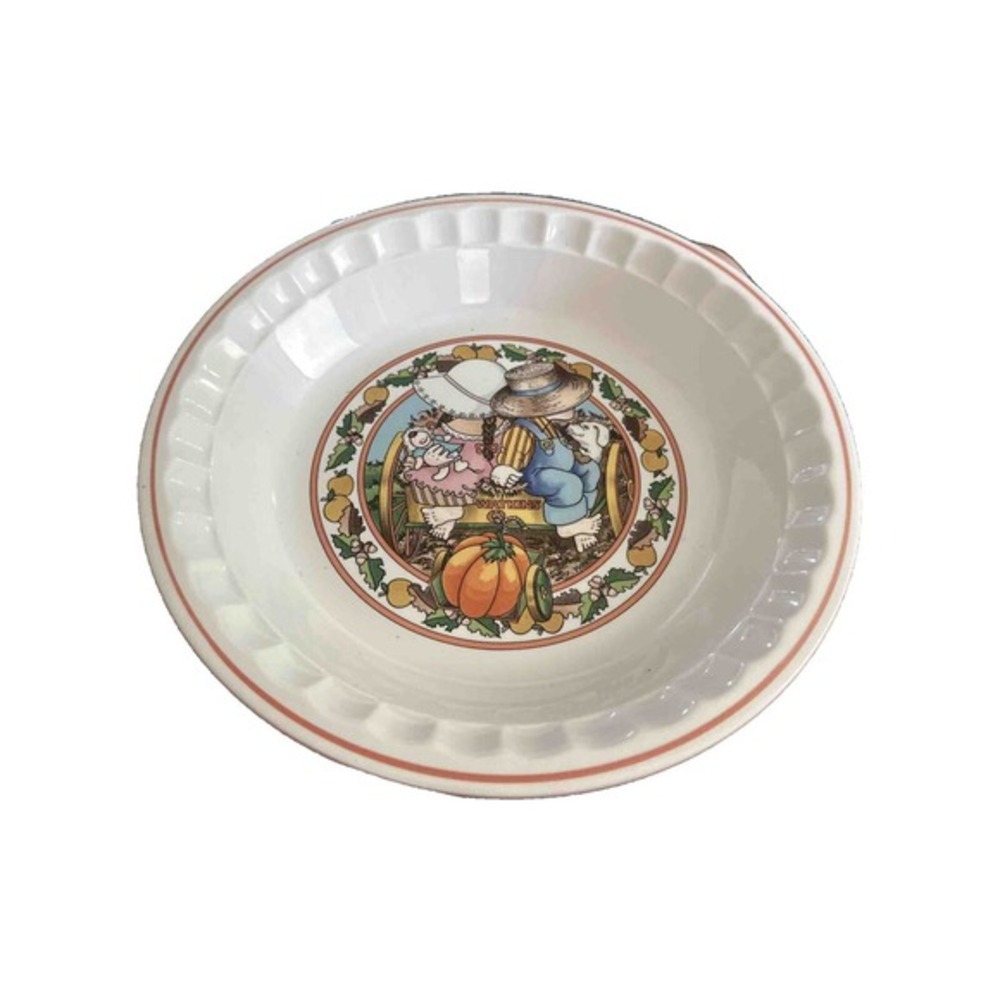 Watkins COUNTRY KIDS Recipe Pie Plate Autumn Gold Pumpkin Pie PUMPKIN‎ RIDE 1989